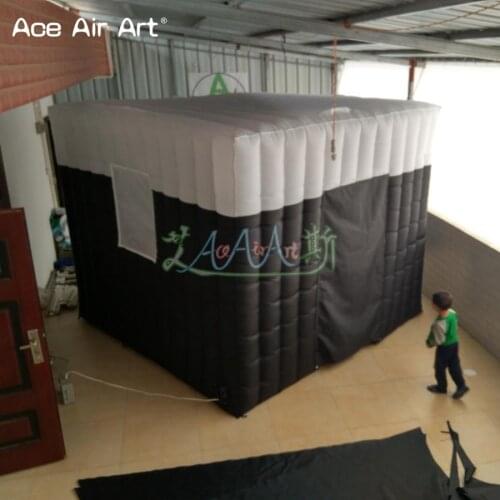Black and white 3X3X2.4m inflatable photo studio,inflatable cube trade show cube shelter kiosk enclosure for party rental