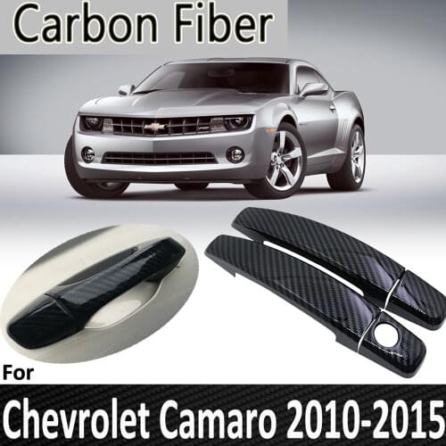 Black Carbon Fiber for Chevrolet Camaro 2010 2011 2012 2013 2014 2015 Door Handle Cover Sticker Decorations Car Accessories