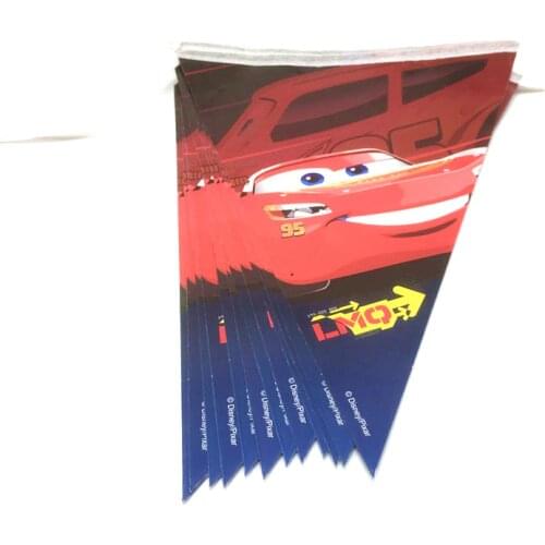 Disney Cars Theme 12pcs 2.8m Lightning McQueen Banner Festival Wedding Outdoor Boy Birthday Party Flag Pennant Decoration Supply
