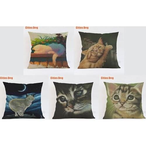Home decor Cat anima pillow covers decorative cushion covers for sofa Pillows Painting Art Cats pillowcase cushions cover Cojine