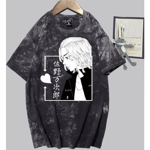Tokyo Revengers T-shirt Tie Dye Anime Cosplay Mikey Print Crewneck Short Sleeve Tee Loose Oversized Men Women Fashion 2021 Top