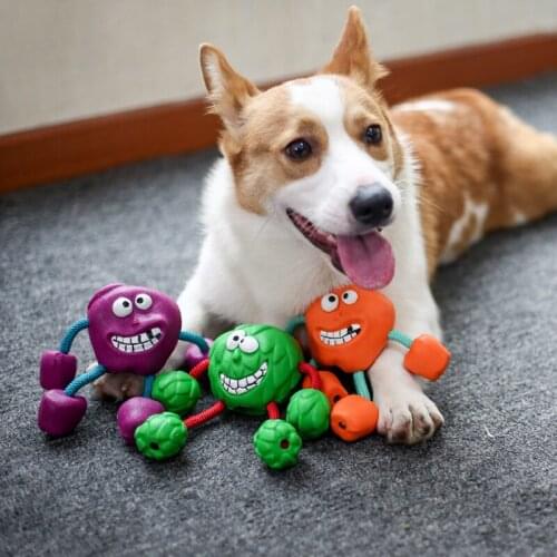 Dog Bite Toy Pet Molar Toy Durable Dog Toy Clean Teeth Interactive Rope Rubber Ball Milk Flavor Vocal Toy For Aggressive Dogs