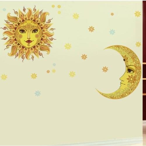 Creative Wall Stickers Sun Moon Removable Combination Art Wall Stickers for Bedroom Living Room Decorative Sticker Home Decor