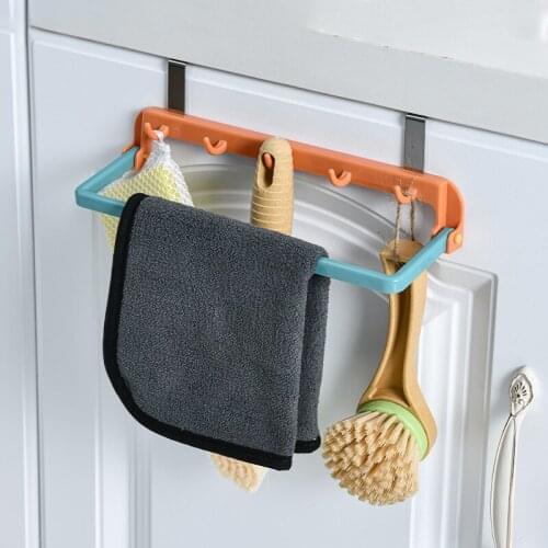 Nordic Door Back Hook Kitchen Cabinet Storage Rag Racks Towel Holders Bathroom Organizer Multifunctional Foldable Storage Rack