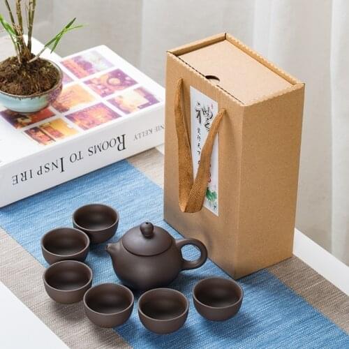 Small Purple Sand Kung Fu Tea Set Pot & Cups Creative Ceramic Tea Set