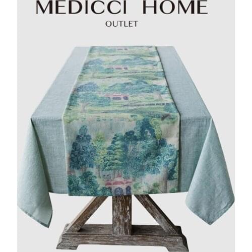 Medicci Home Retro Oil Painting Table Runner Handcrafted Tapestry Modest Luxury Dining Banquet Dresser Wedding Party Decorations