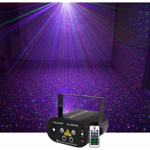 Sharelife Mini DJ Star Galaxy RGB Deluxe Laser Projector Light Remote Home Party Show Wedding Stage Lighting Effect SL100RGRB