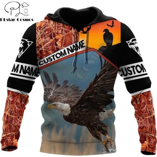 Custom Name Animal Love Eagle 3D Printed Fashion Men Autumn Hoodie Sweatshirt Unisex Streetwear Casual Zip Jacket Pullover KJ517