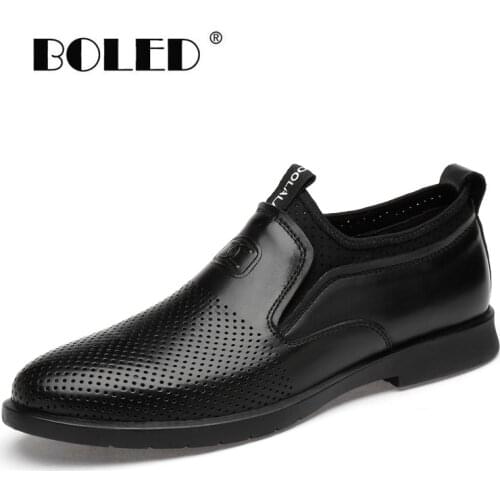 Natural Cow Leather Mesh Summer Dress Shoes Business Italian Fashion Men Oxfords High Quality Formal Shoes Men