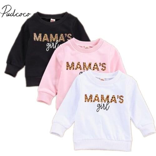 Infant Newborn Baby Girls Hoodie Tops Long Sleeve Spring Autumn Shirts Leopard Letter Mama Tops Outfits 0-3Years