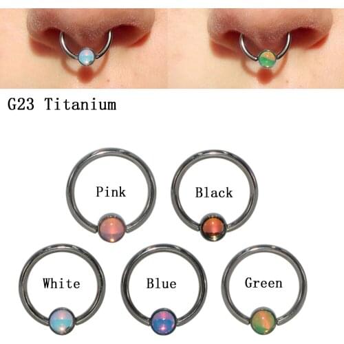 1PC 100% Titanium Captive Bead Nose Rings Flat Clip Ball CBR Closure Rings Nipple Piercings Rings Bone Earring Tragus Jewelry
