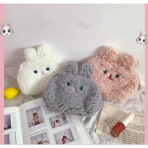 Plush rabbit coin purse cartoon cute student girl Japanese cosmetic bag coin bag purse cute purses and handbags mini purse
