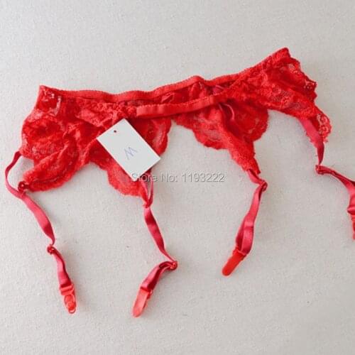 Red Sexy Sheer Girl Lady Lace Floral Waist Garter Belt 4 Suspenders Straps for Stockings