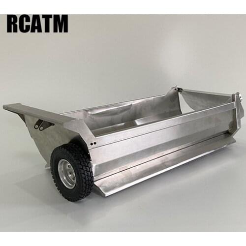 All Metal Stainless Steel 8X8 Trailer U Shape Cargo Bucket For 1/14 Tamiya RC Truck Tipper dump SCANIA VOLVO AROCS MAN