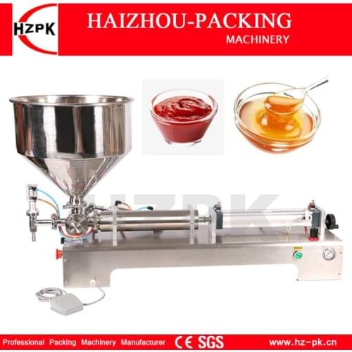 HZPK Semi-Automatic Horizontal Single Nozzle Paste Cream Puree Filling Machine All Connect Food Grade Stainless Steel 300-2500ml