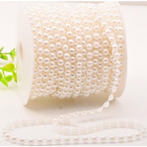 5M 4mm 6mm 8mm Semi-circle Artificial Pearl Beads Chain Two Rows Cotton Line Beads Event Wedding Party Garlands DIY Decorations
