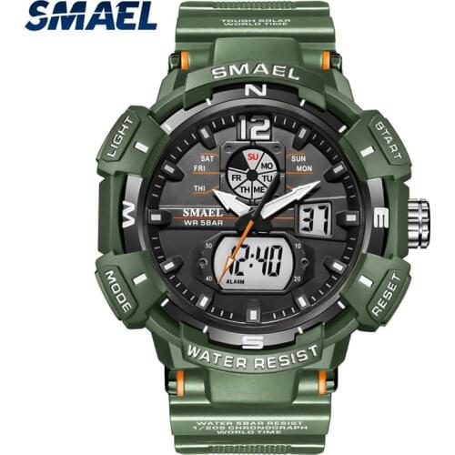SMAEL Sport Watch Waterproof Watches Quartz Movement Digital LED Back Light Stopwatch Alarm Clock Mens Watches Military 8045