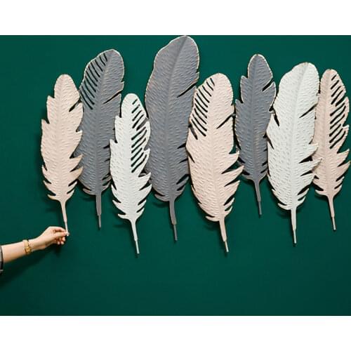 Modern Living Room Sofa Background 3D Wall Hanging Bedroom Bedside Wall Morandi Iron Feather Wall Decoration Room Decor