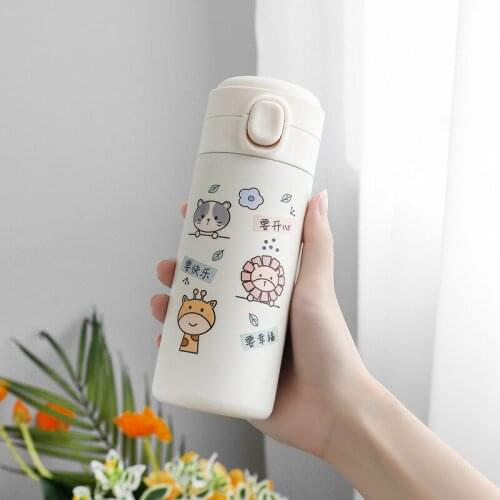 350/450ML Double Wall Sport Tea Coffee Thermos Hot Water Bottle 304 Stainless Steel Vacuum Flask Mug with Straw Insulated Cup