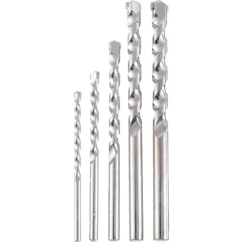 5pcs Silver Masonry Drill Bit Stone Wall Tile Masonry Drill 4/5/6/8/10mm Quality Tungsten Steel For Power Concrete Hole Drilling