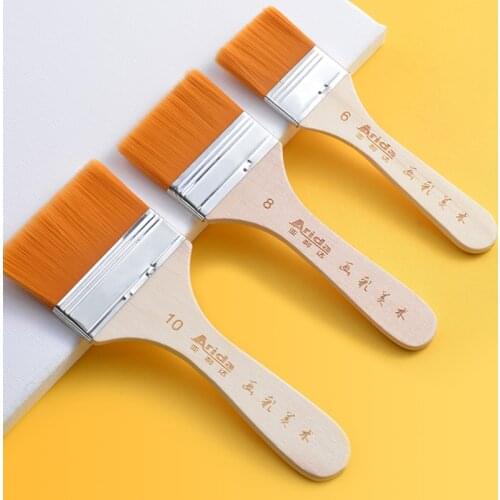 High Quality Nylon Paint Brush Different Size Wooden Handle Watercolor Brushes For Acrylic Oil Painting School Art Supplies