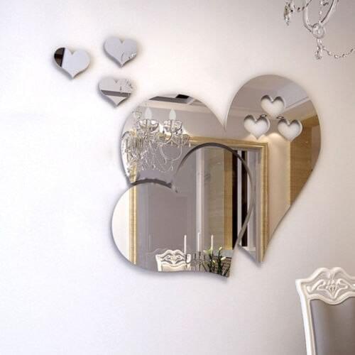 3D Mirror Love Hearts Wall Sticker Decal DIY Wall Stickers for Living Room Modern Style Home Room Art Mural Decor Removable new