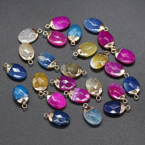 Natural Stone Pendant Oval Shape Necklace Pendant Stone Making for Women Jewelry Necklace Reiki Healing Gift Size 13x22mm