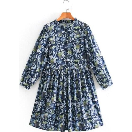 Ladies floral print dress girl sweet short dress female party dress