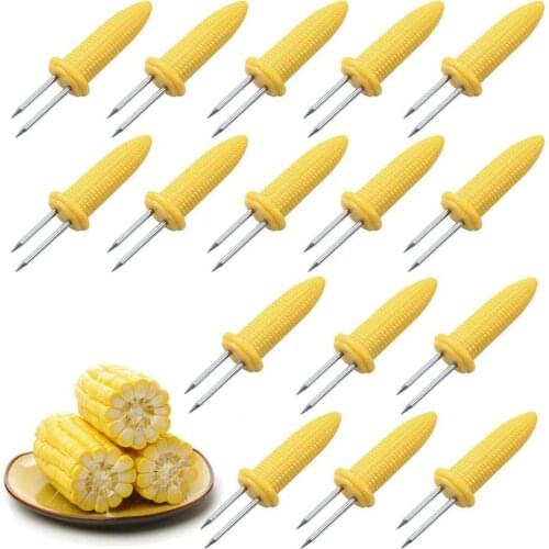 Hot Sale 10Pcs Stainless Steel Corn Holders Corn on The Grill Double Fork Corn on The Cob Skewers Home Cooking Fork