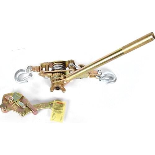 1T hand puller with 1Ton wire grip, Japanese style ratchet cable puller hand steel wire rope puller ratchet pulling wire grip