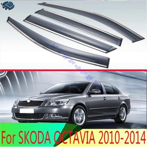 For SKODA OCTAVIA 2010 2011 2012 2013 2014 Exterior Visor Vent Shades Window Sun Rain Guard Deflector 4pcs