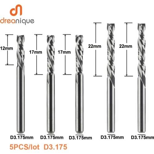 5pc/lot Milling Cutter Woodwork UP DOWN Cut 2 Flutes Spiral Carbide Milling Tool CNC Router Bit Compression Wood End Mill Cutter