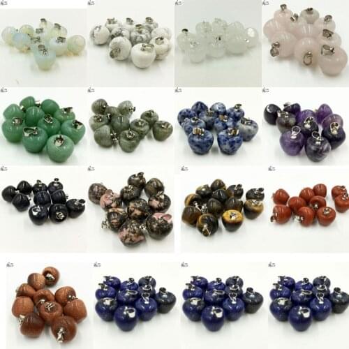 Wholesale Opal Opal Hwlite Crystal Aventurine Lapis Lazuli Labradorite Blue Sand Rhodorite Apple Pendant Bead 10pcs WFH581