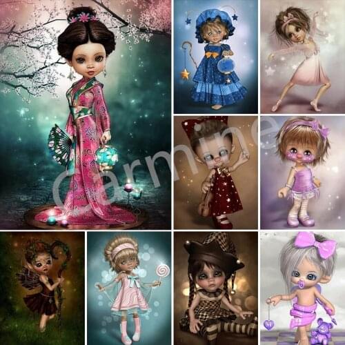 5D DIY Diamond Painting Cartoon Kimono Girl Cross Stitch Diamond Embroidery Handmade Full Round&Square Drill Home Decoration