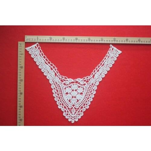 38cm*32cm White Embroidered cotton Lace Applique Sewing Patch for Collar Bridal Dress