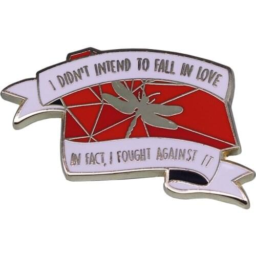 Fought Against Love Red Dragonfly Gamer Geeks Brooch Pins Enamel Metal Badges Lapel Pin Brooches Jackets Fashion Accessories