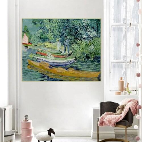 Citon Van Gogh《Bank of the Oise at Auvers》Canvas Art Oil Painting Artwork Poster Picture Wall Decor Home Living room Decoration