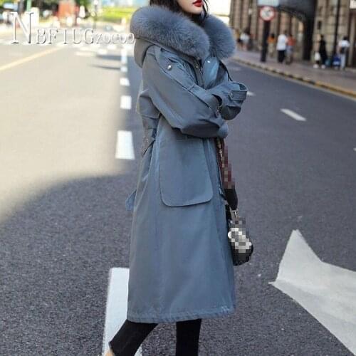 Blue Black Colors Women Parkas Waist Strap Loose Plus Size Female Jacket