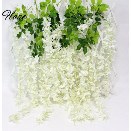 Flone 6PCS Artificial Flower Hanging Plant Silk Wisteria Fake Garden Hanging Plants Wedding Decor Home Party Garden Products