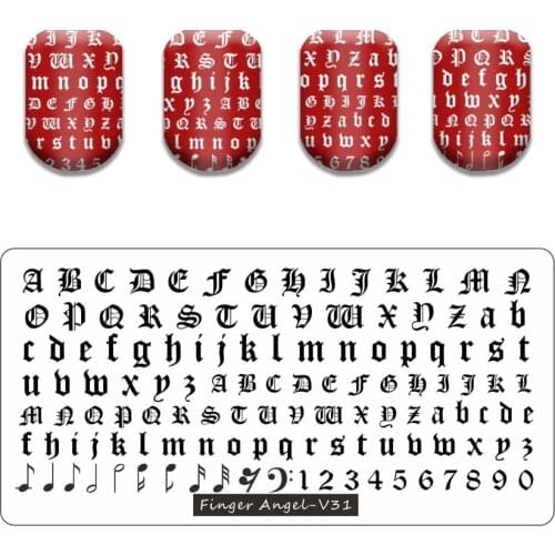 Hot Nail Art Stamping Goth Letter Gothic Style Words Nail Stamping Plates Manicure Stencil Set For Nail Stamping