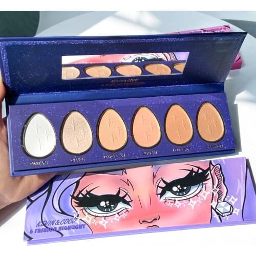 Kawaii Blush Palette Highlight Makeup Contour Powder 6 Colors Make Up Set For Face Makeup Make Up Palette Face Highlighters