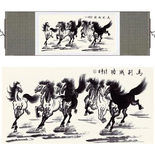 Chinese Horse silk painting Horse art painting Silk scroll art painting Horse picture