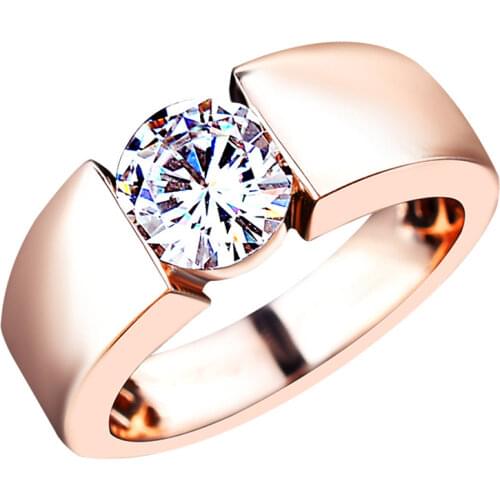 Trendy Couple Rose Gold Rings 925 Sterling Silver Women Cute Elegant Romantic Engagement Wedding Luxury Party Men Gift Jewelry