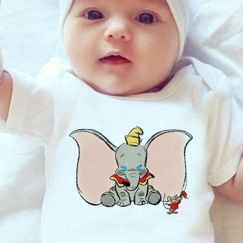 Disney Animated Films Elephant Dumbo Graphic Infant Romper Fashion Harajuku Ullzang Funny Unisex Baby Bodysuits 0-24M