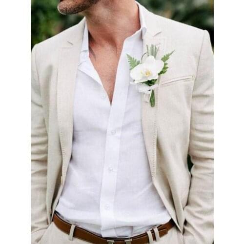 ANNIEBRITNEY Ivory 2 Piece Slim Fit Men Formal Suit Tailor Made Groom Wedding Tuxedo 2 Piece Prom Wedding Business Men Suit Set