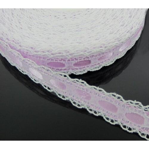 1 Roll 20yards 1/2" White Lace Purple Satin RibbonS Craft Party Wedding Scrapbooking 12mm Ribbon Bow