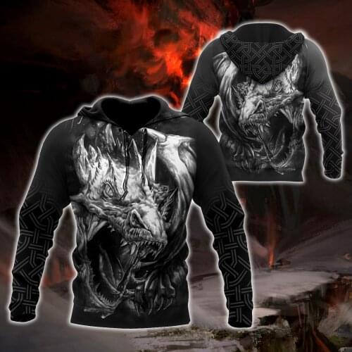 2021 Fashion Beautiful Red Dragon King Hoodie Unisex Sweatshirt For Men/Women Spring/Autumn Casual Pullover Zipper Streetwear