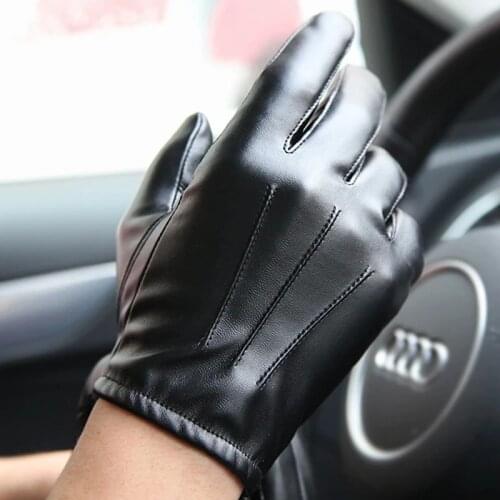 Male New 2021 Spring Winter Real Leather Short Thin/Thick Black sheepskin Glove Man Gym Luvas Car Driving Mittens