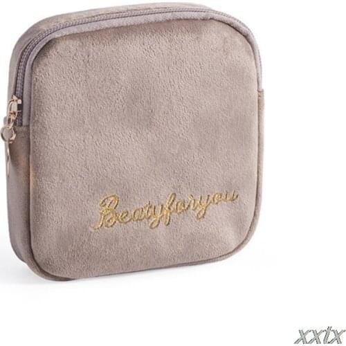 Soft Flannel Sanitary Napkin Storage Bag Makeup Cosmetic Bag Coin Purse Pouch