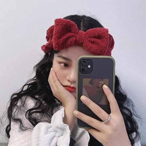 Wash Face Women Girls Hairbands Soft Warm Coral Fleece Bow Animal Ears Headbands Headwear Hair Bands Turban Hair Accessories